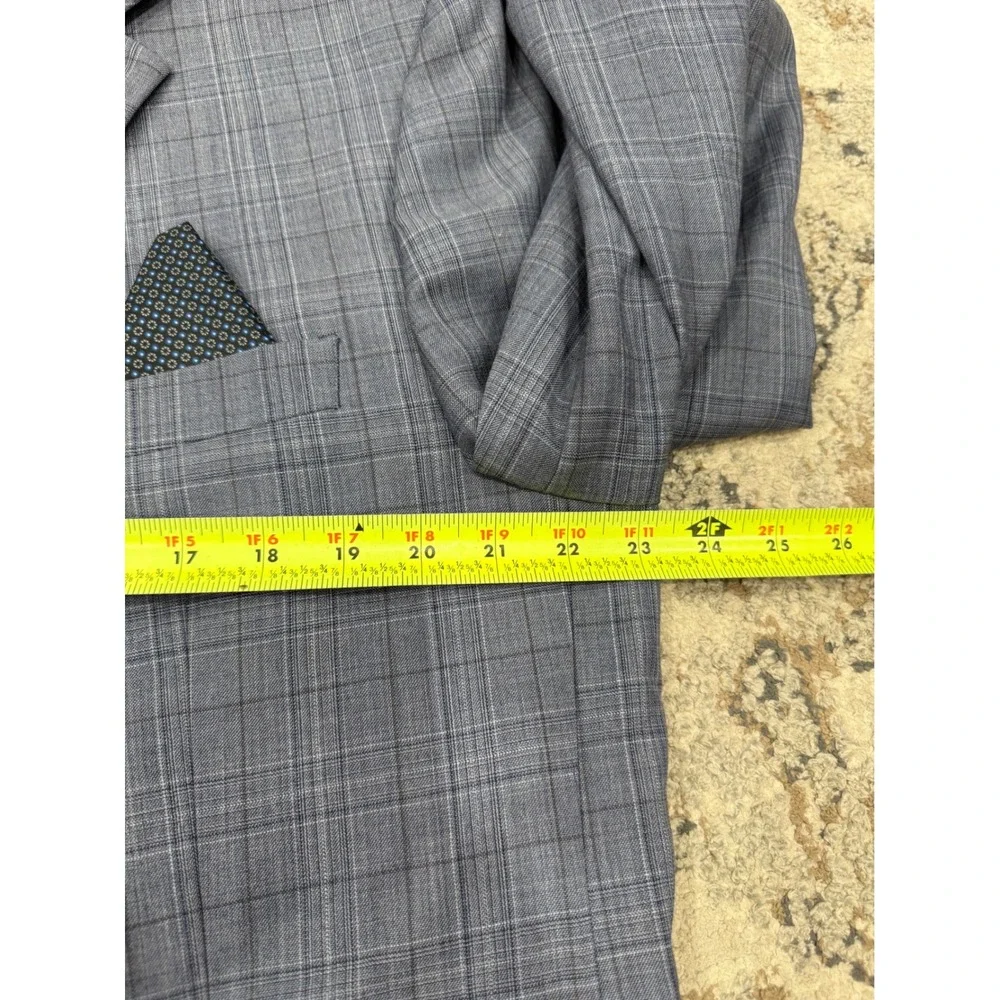Lauren Ralph Lauren Mens 46L Blue Glen Plaid Wool Blend Blazer Sport Coat